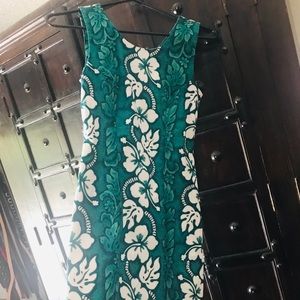 Ky’s Hawaiian green/white vintage mini dress